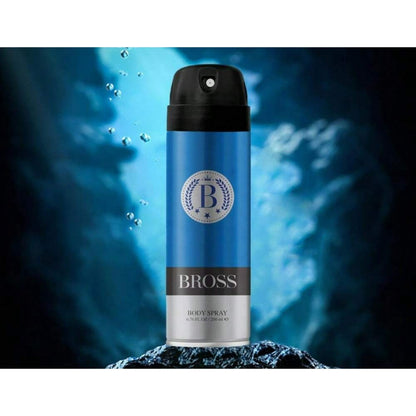 Men's Aerosol Cans 2pcs Set BROSS 6.8fl.oz/200ml Body Spray 6.8fl.oz/200ml Body Wash